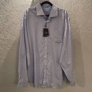 Bugatchi Men’s Blue & White Button-Down Shirt